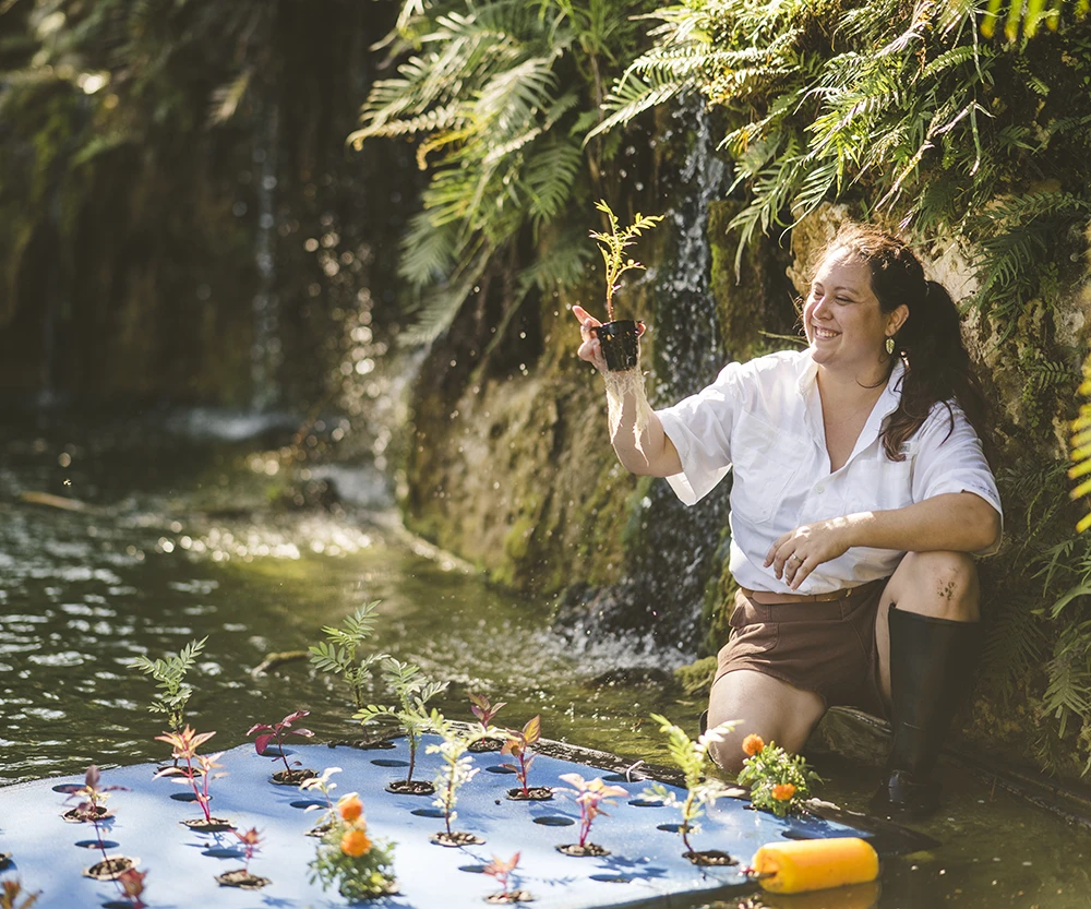 Jazmin Locke-Rodriguez with her floating cut-flower farms